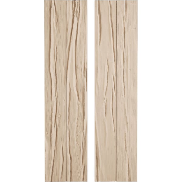 Ekena Millwork Rustic Two Board Joined Board-n-Batten Riverwood Faux Wood Shutters w/No Batten, 11W x 76H, PR SHUBJN11X76RWPR - main