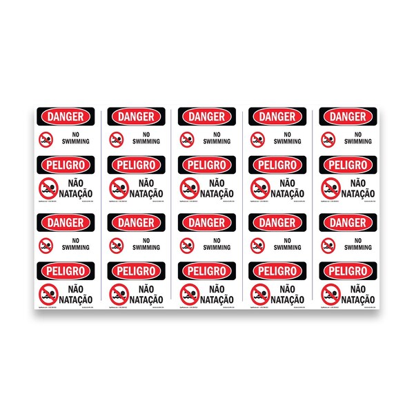 Signmission Safety Sign, OSHA Danger, 5" Height, No Swimming Bilingual, D-35-VPR-1709-10PK OS-DS-D-35-VPR-1709-10PK - main