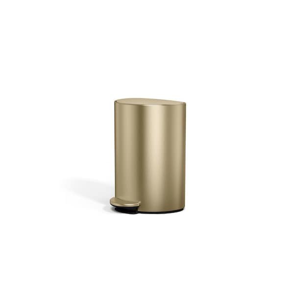 Simplehuman 6 Liter / 1.6 Gal. Mini Semi-round Step Can w/ Inner Bucket & Liner Pocket, Matte Gold Steel CW2129 - main