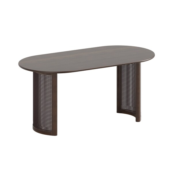 Homeroots 67" Walnut Solid Wood Oval Dining Table 721145 - main