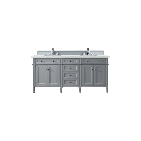James Martin Vanities Brittany 72'' D Vanity, Urban Gray w/ Ethereal Noctis Silestone Top w/FreePower Wireless Charger 650-V72-UGR-FENC - main