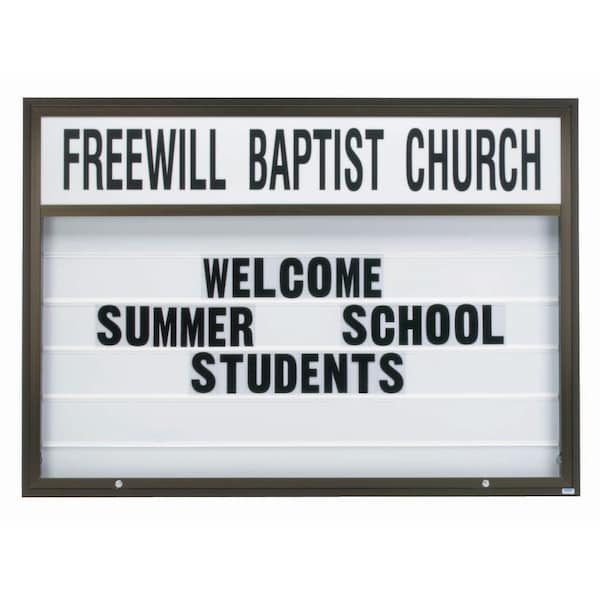 Aarco 70 in W, 50 in H, White Translucent Letterboard/Bronze Anodized Frame MBM5070BA - main