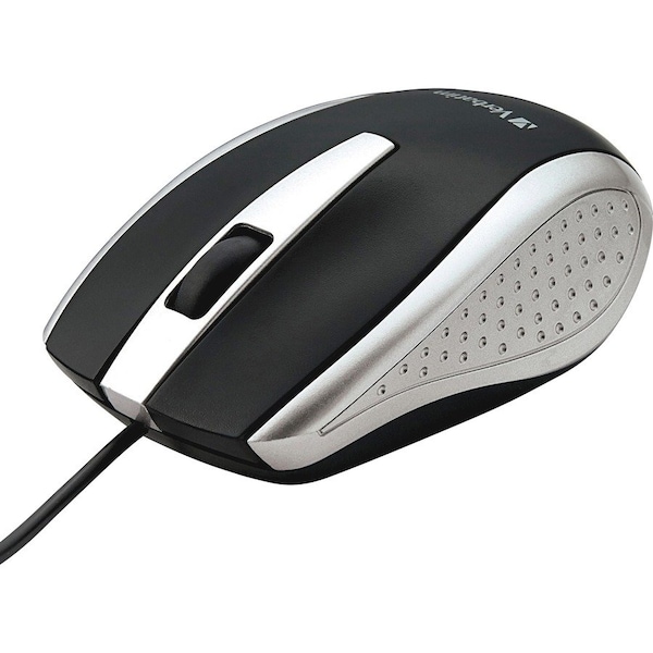 Verbatim Americas Mouse, Optical, Corded, f/PCs & Macs, Silver/Black 99741 - main