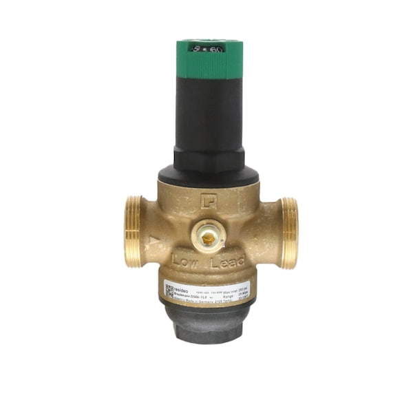 Resideo Pressure Regulating Valve 1''FPT Double Union Inlet 25-90 Psi Adjustable Outlet Potable Water Bronze DS06-102-DUT-LF - main