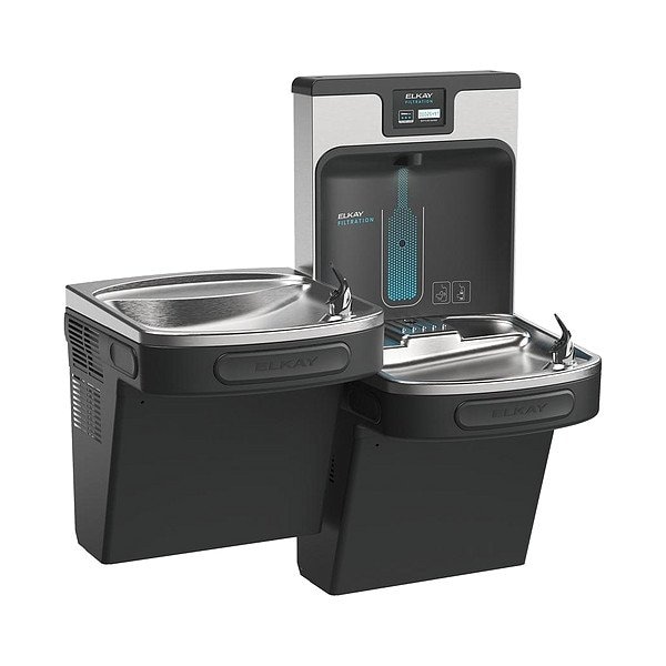 Elkay Filtered Bottle Filling Station and Bi-Lvl ADA Coolr Midnight Blk PFOA/PFOS/Lead Reduc Drop Down Wrap LZSTL8WSMP-PF - main