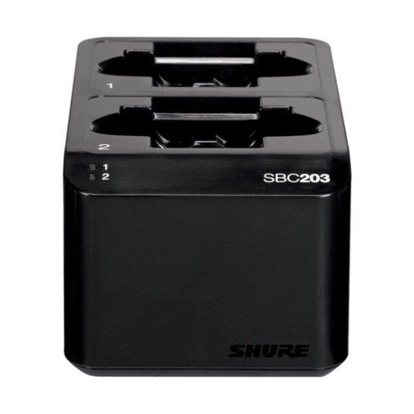 Shure DUAL DOCKING RECHARGING STATION FOR 2 SB903 LI-ION BATTERIES AND/OR SLXD1/SLXD2, SBC203-US - main