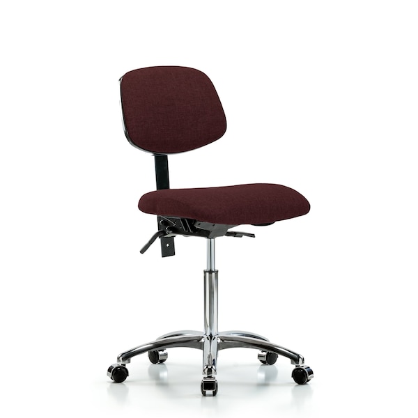 Blue Ridge Ergonomics Chair, Fabric, Med Bench, Chr Casters, Bur, No Arms, 22" to 29" Height, Burgundy BR-FMBCH-CR-T0-A0-NF-CC-F41 - main