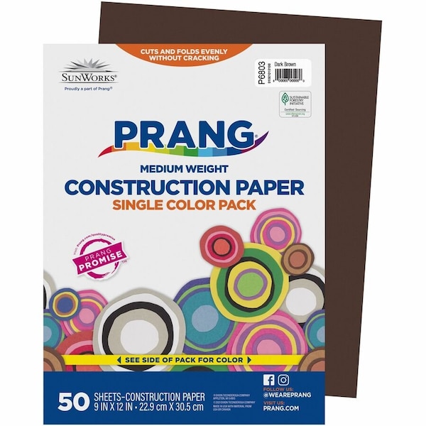 Sunworks Construction Paper, Dark Brown, 50PK PAC6803 - main