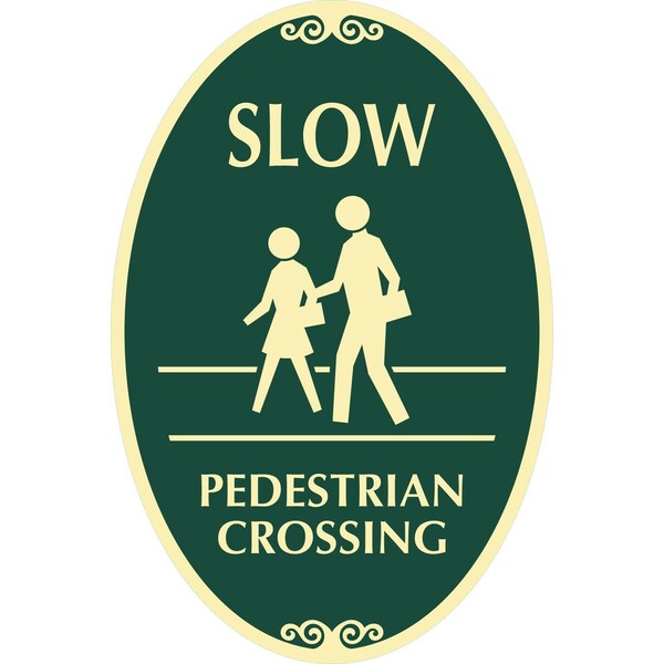 Lyle Slow Pedestrian Crossing (with Graphic), 12x18, High Intensity Prismatic, Dark Green G-2517-HI_12x18 - main