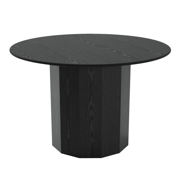 Homeroots 46" Black Solid Wood Pedestal Base Round Top Dining Table 721047 - main