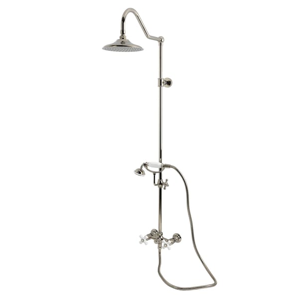 Kingston Brass Wall Mount Rain Drop Shower System with Hand Shower, Polished Nickel CCK3666PX - main