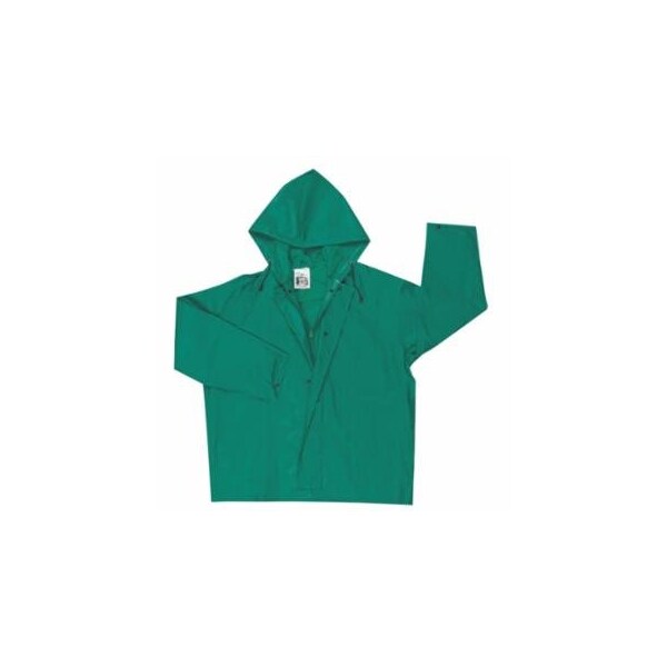 Mcr Safety 388JH Dominator Hooded Rain Jacket, 0.42 mm, PVC/Hi-tensile Poly/PVC, Green, X-Large 611-388JHXL - main