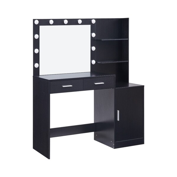 Homeroots 46" Black Wood Lighted Two Drawer Dresser 714256 - main