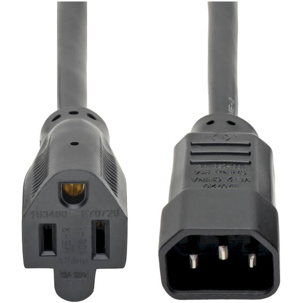 Eaton Tripp Lite Series NEMA 5-15R to C14 Computer AC Power Cable - 13A, 125V, 16 AWG, 2 ft. 0.61 m, P002-002 - main