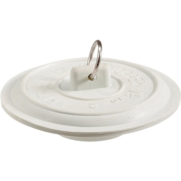 Plumb Pak Tub Stopper with Ring, Rubber, White, For: Laundry and Bathtubs with 1-1/2 to 2 in Drain PP22004 - main
