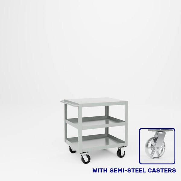 Pucel Heavy Duty Shop Truck, 30 in W x 24 in D x 33.5 in H, Three Shelves, Push Handle, Gray 2430-DT-3S - main