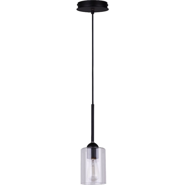 Home Impressions 1-Bulb Black Incandescent Cord Pendant Light Fixture Clear Glass IPL370A01BK-B - main