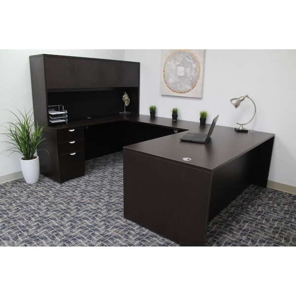 Boss Office Products BOSS 71" Executive U-Shape Desk with Hutch Group in Mocha Finish GroupA5-MOC - main