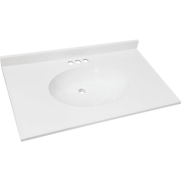 Craftmark 31''x22'' Cultured Marble Solid High Gloss Wht Vanity Top with Round Bowl OB3122330 - main