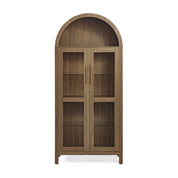 Homeroots 67in Brown Wood Oval Accent Cabinet With Two Doors 716311 - main