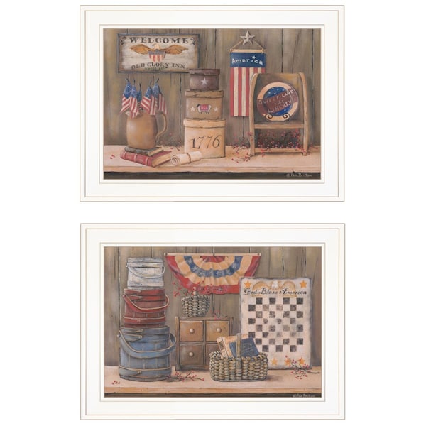 Homeroots Set Of Two Sweet Land of Liberty 2 White Framed Print Wall Art, 2PK 407143 - main