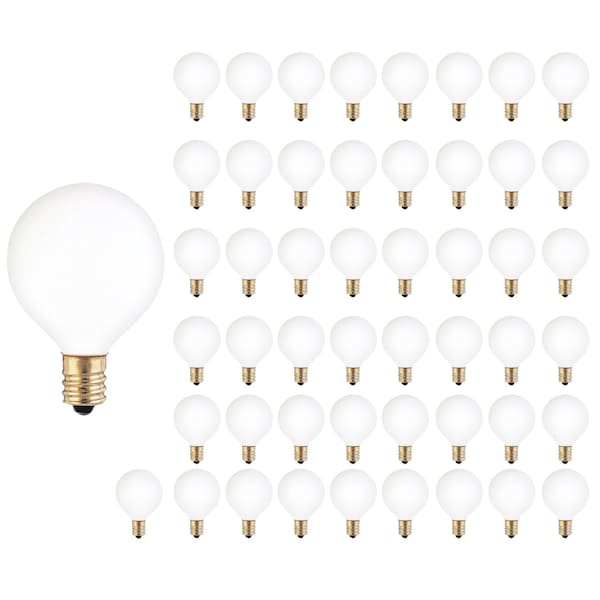 Bulbrite 25w Dimmable White G12 Incandescent Light Bulbs Candelabra (E12) Base, 2700K Warm White Light, 50PK 861952 - main