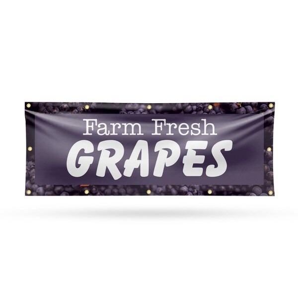 Signmission Farm Fresh Grapes, 48 Inch x 120 Inch, Vinyl Banner B-120-30594 - main