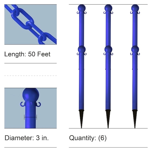 Mr. Chain Blue Heavy Duty Ground Poles and Chain Kit 70506-6 - main