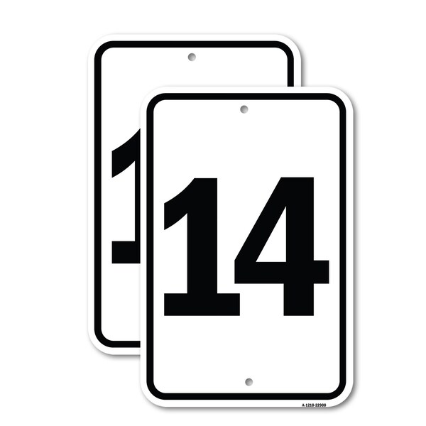 Signmission Sign with Number '14, 12'' X 18'' 2 Signs, Heavy Gauge Aluminum, 2PK A-1218-2PACK-22908 - main