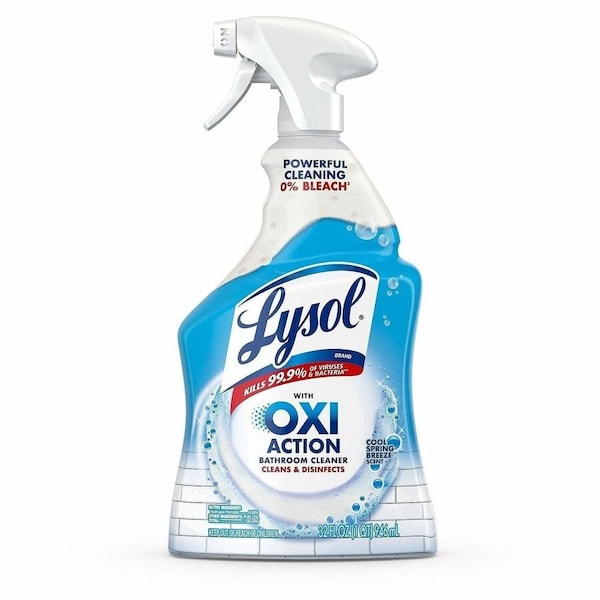 Lysol Multi-Surface Bathroom Cleaner, Trigger Spray Bottle, Cool Spring Breeze, White, 12 PK 19200-99828 - main