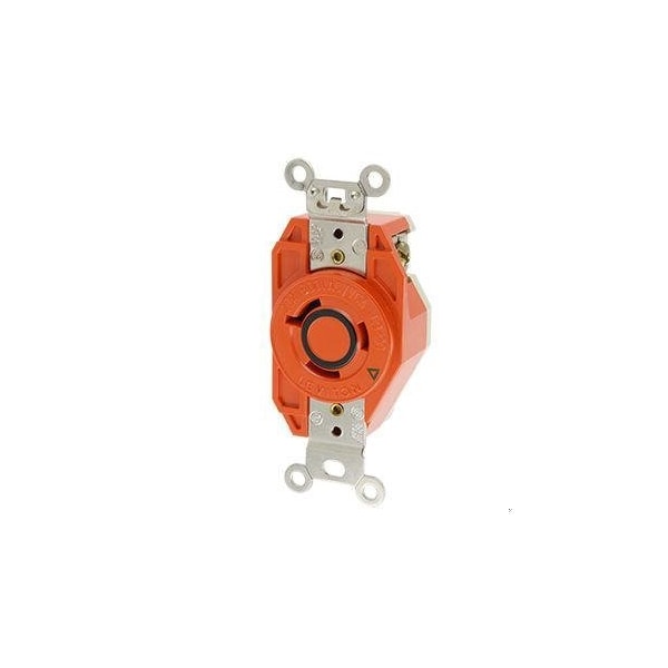 Leviton Locking Receptacle, L9-20R, 20 A, 600V AC, 2 Pole, Flush Mount, Screw Terminals, Orange 2350-IG - main