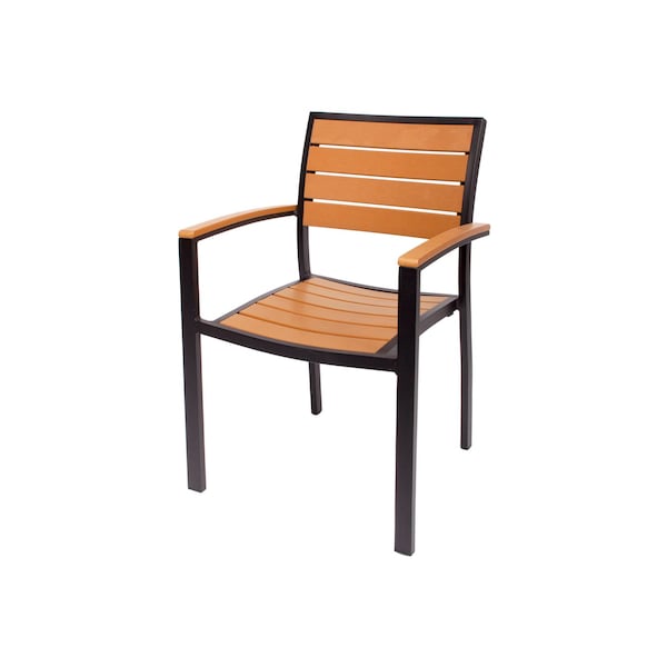 Bfm Seating Largo Stacking Teak Patio Dining Chair PH101CTKBL - main
