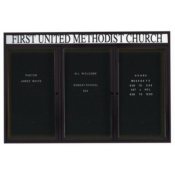Aarco Illuminated Outdoor Enclosed Directory w/ Al Frame Header, Powder Coated Black, 48''Hx72''W OADC4872-3HIBK - main