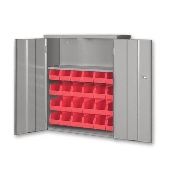 Pucel Wall Mount Bin Cabinet, 26.5 in W x 9 in D x 30 in H, Gray WBC-2630-B (24 PB-2 Bins) - main