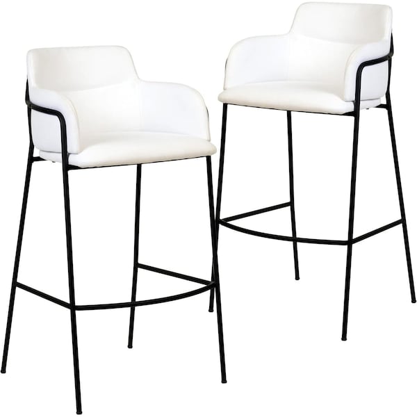 Leisuremod Axis Ergonomic Velvet/Polyester/Leather Bar Stool with Powder-Coated Steel, 2PK AC29W2 - main
