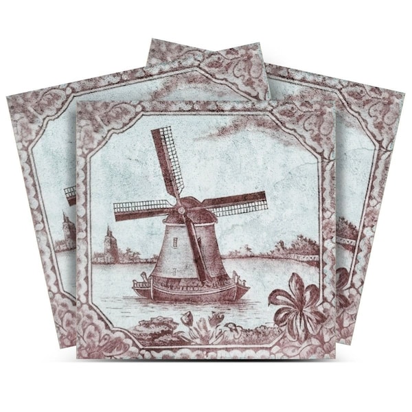 Homeroots 7" x 7" Gray Vinyl Arabesque Peel And Stick Removable Tiles 628689 - main