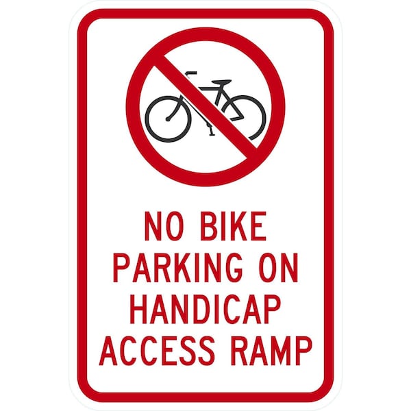 Lyle No Bike Parking On Handicap Access Ramp, 12x18, Non-Reflective, White G-4606-NA_12x18 - main