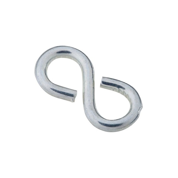 National Hardware S-Hook, 20 lb Working Load, 0.092 in Dia Wire, Steel, Zinc, 8PK N121-434 - main