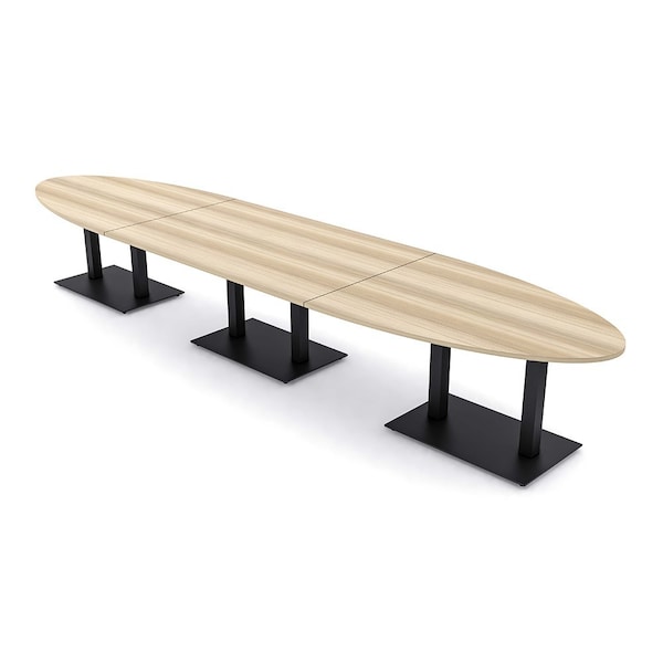 Skutchi Designs Oval Conference Table With Power Unit, 48 in W, 192 in L, Brown HAR-OVL-48X192-DOU.BK-K525-NA - main