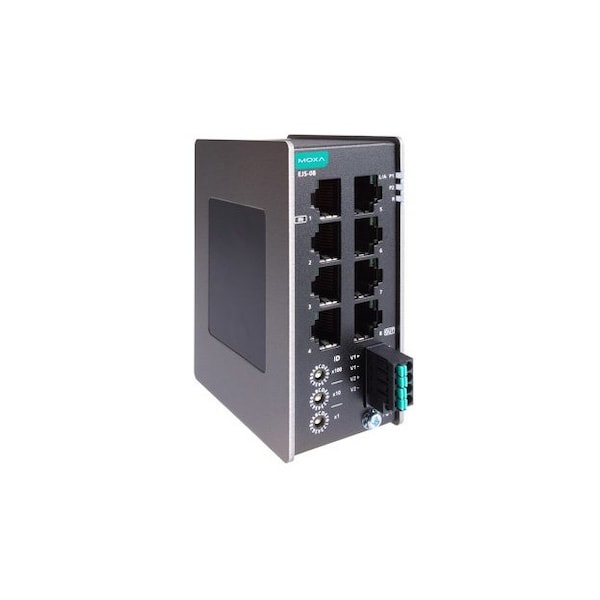 Moxa Industrial EtherCAT junction with 8 100BaseTX ports, dual 12/24/48 VDC power inputs, EJS-08 - main
