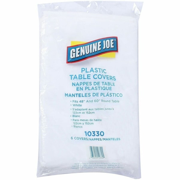 Genuine Joe Plastic Round Tablecovers - 84 Diameter - White, 24PK GJO10330CT - main