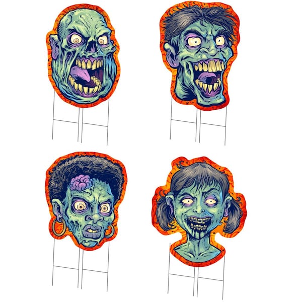 Signmission Four Pack of Zombie Yards W/ Stake, Scary Halloween Trick or Treat Decoration, 4PK, 36-4PK-Zombie4PK C-DC-36-DS-4PK-Zombie4PK - main