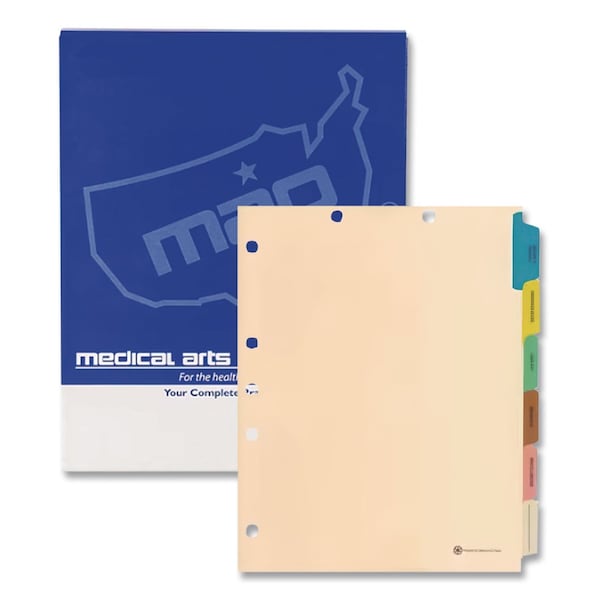 Medical Arts Press Six-Tab Medical Chart Indexes, Side Tab, Assorted Medical, Manila, 65PK 33159 - main