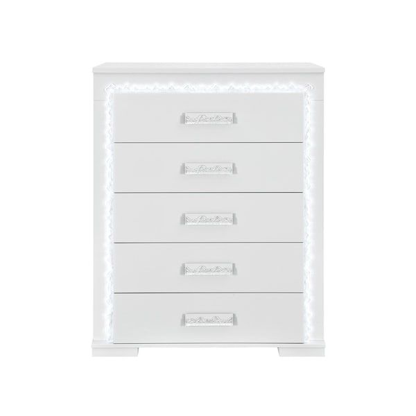 Global Furniture Usa Contemporary Naomi Silver Marble Chest With Led NAOMI-SILVER MARBLE-CH W/ LED - main