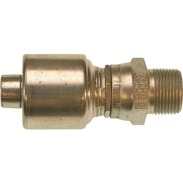 Gates MegaCrimp G25105-0606 Hose Coupling, 3/8-18, Crimp x NPTF, Straight Angle, Steel, Zinc G251050606 - main