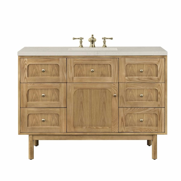 James Martin Vanities Laurent 48" Single Vanity, Light Natural Oak, w/ 3 CM Siberian Silestone Top 545-V48-LNO-3SFR - main