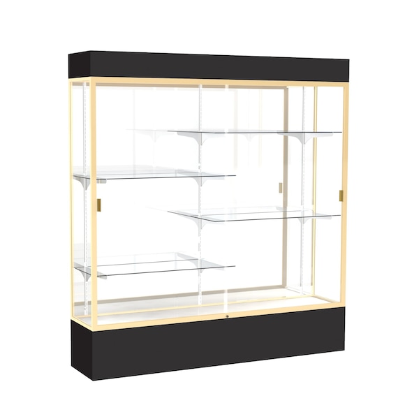 Ghent Lighted Floor Display Case 72x80x16, Mirror, Champange 3176MB-GD-BK - main
