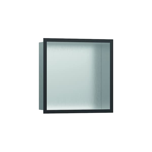 Hansgrohe Individual Wall Niche Brushed Stainless Steel w/ Design Frame 12"x 12"x 4" in Brushed Black Chrome 56097340 - main