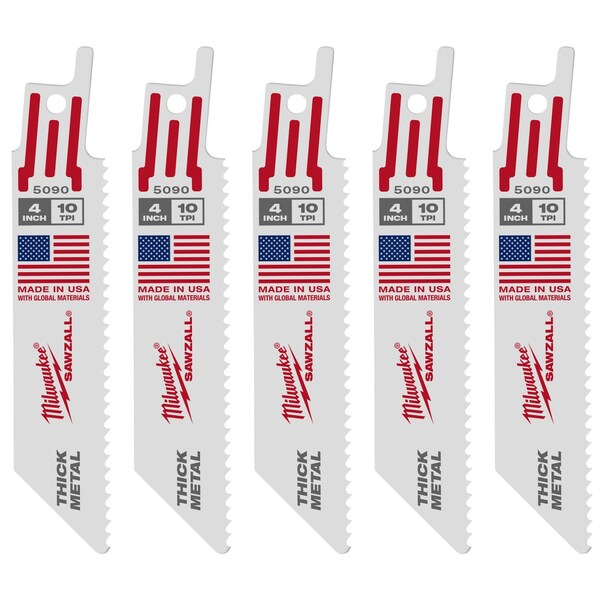 Milwaukee Tool 4" 10 TPI SAWZALL Blades (5 Pk) 48-00-5090 - main