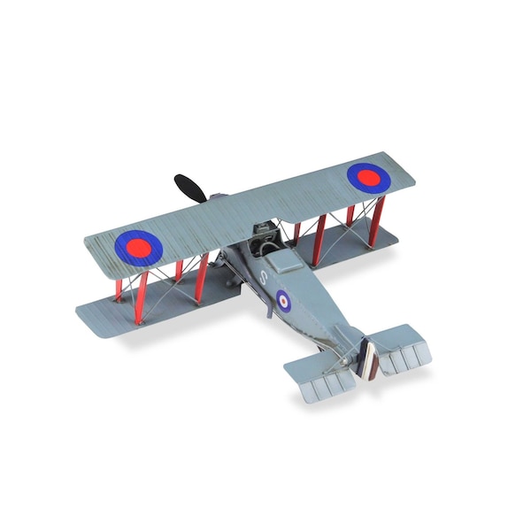 Homeroots 5" Red and Gray Metal Hand Painted 1916 Gray Bristol F28 Fighter Plane Model Airplane 489451 - main